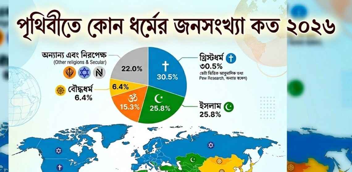 পৃথিবীতে কোন ধর্মের জনসংখ্যা কত ২০২৬